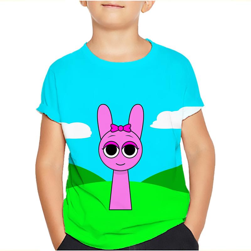 Sprunki Incredibox Детская футболка для девочек Игровые летние топы для малышей Футболки для малышей Детская одежда Футболки с героями мультфильмов Повседневная одежда с коротким рукавом