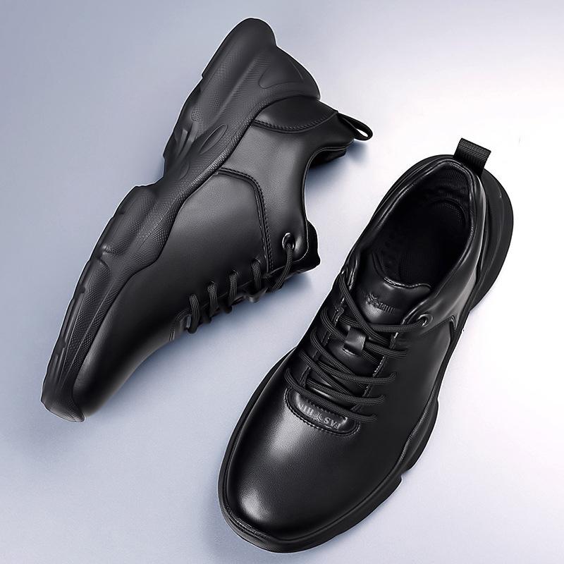 Новые зимние кожаные кроссовки business casual кожаная обувь полностью черные официальная обувь легкая для поездок