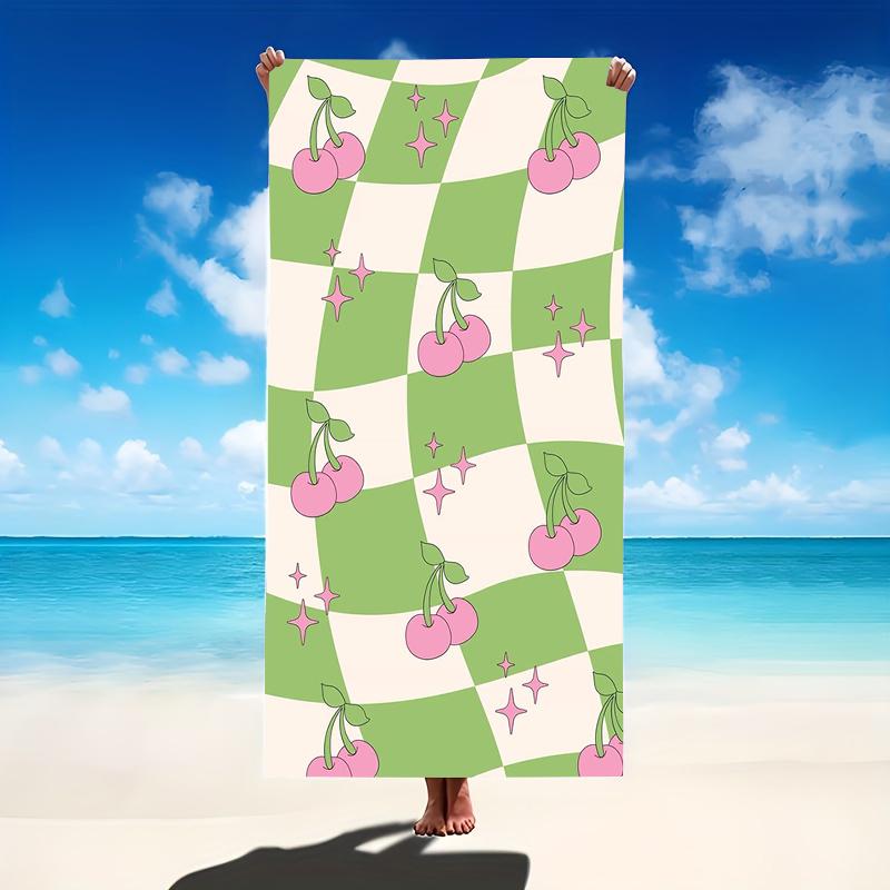 Cute Cherry Beach Towel Oversized Microfiber Extra Large Quick Dry Sand Free Bath Towel Swim Pool Blanket For Kids Adults