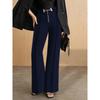 Women's Spring and Autumn Metal Belt with High Waist Vertical Suit Pants