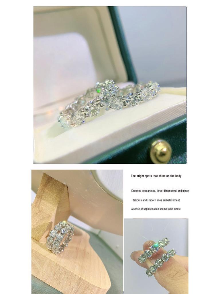 Помолвочное кольцо с муассанитом цвета D: Вечное кольцо из белого золота 18 карат с бриллиантами, покрытие из стерлингового серебра, платина 950 пробы, для указательного пальца