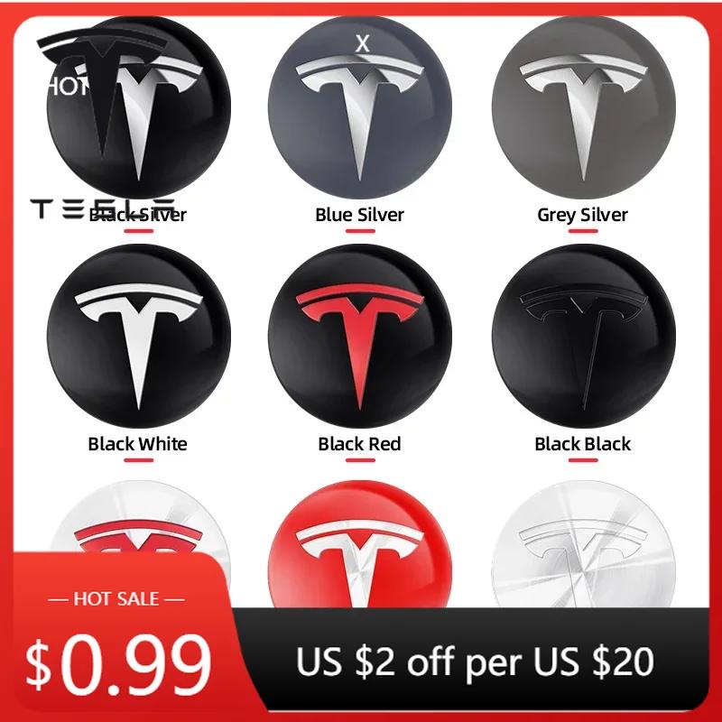 Автомобильная наклейка Tesla 4 шт. 56 мм Центральный колпачок ступицы Логотип Высококачественная наклейка для Tesla Model 3 Y S X Персонализированная наклейка-эмблема Автомобиль