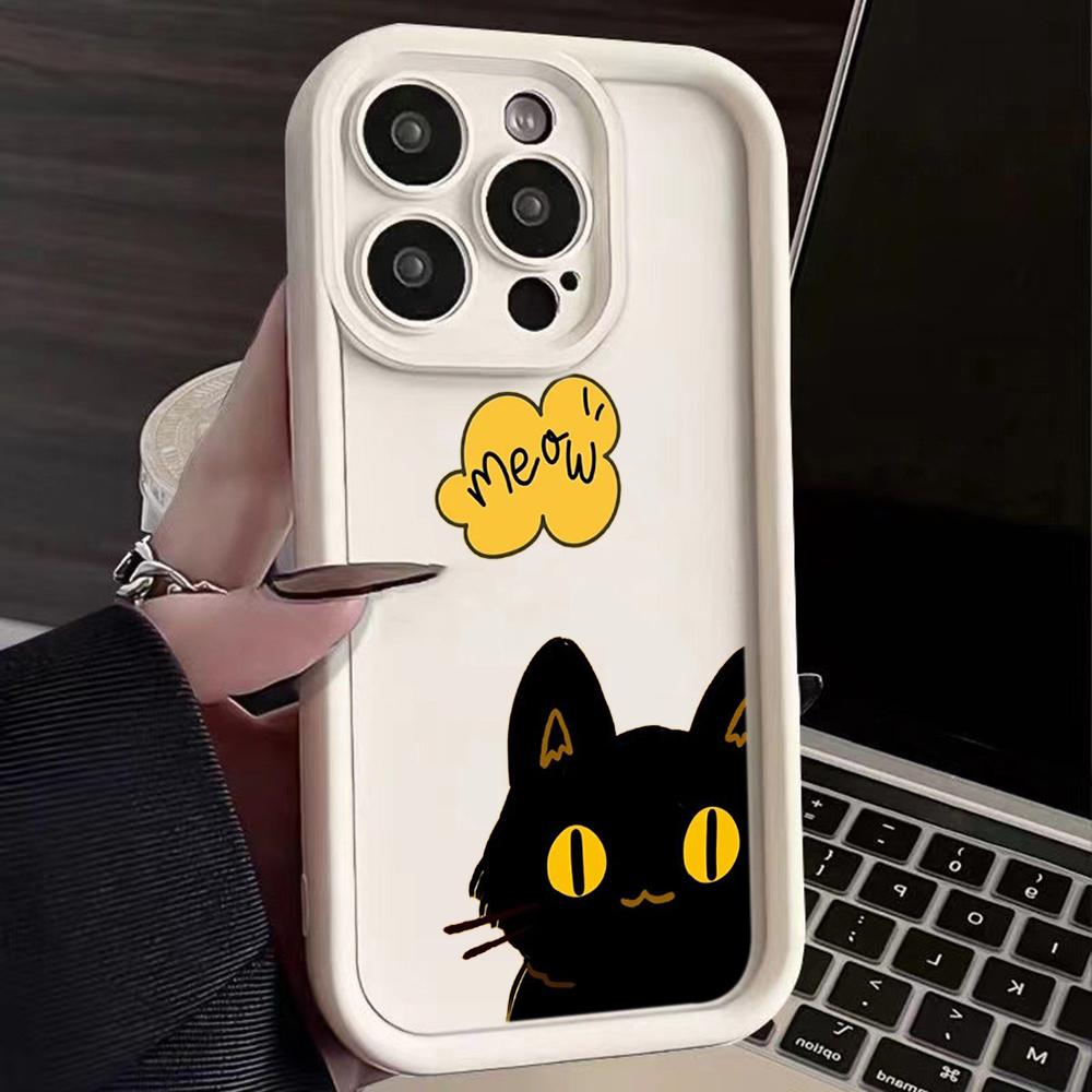 LZ9 мультяшный кот милый художественный дизайн силиконовый чехол для телефона iPhone 11 13 14 15 16 Pro Max 7 8 16 Plus 12 mini XS Max XR противоударный задний чехол