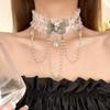 Лолита Кружевной Чокер с Бантом Кристальная Подвеска-Бабочка Модная Подвеска со Стразами Вечеринка