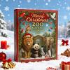 Merry Christmas Zoo Advent Calendar Tiger Panda Bear Shape Statue Animal Patterned Countdown with 24 Surprises Hanging Decoration
