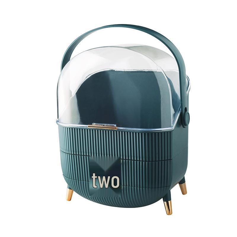 Элегантный портативный пылезащитный ящик для хранения косметики большой вместимости