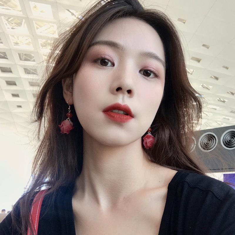 Корейские милые серьги-кисточки для девочек с цветочным узором - акриловые клипсы для ушей