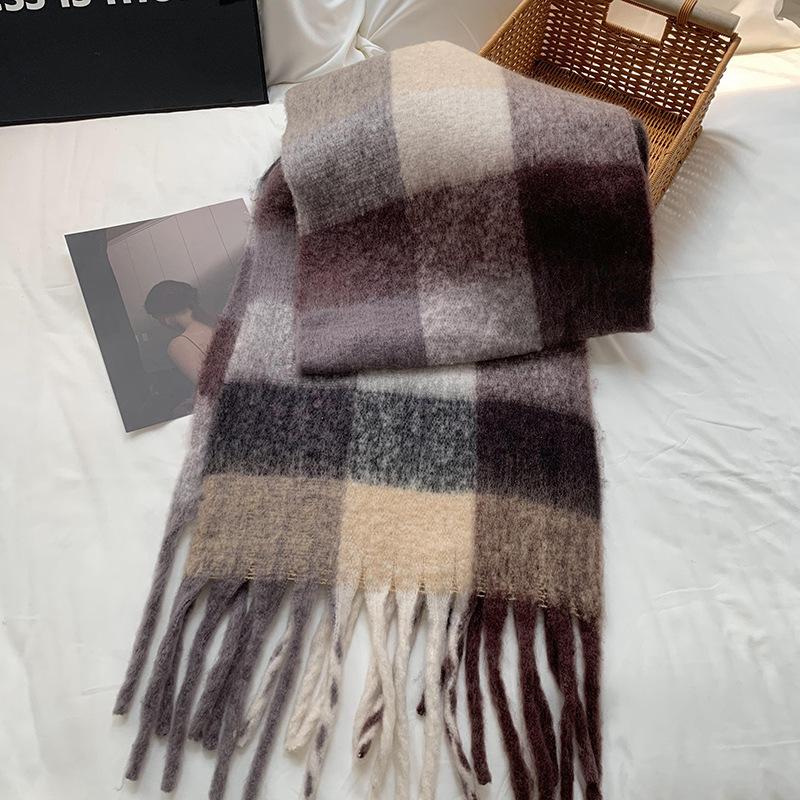Knitted Scarf Thickened Warm Scarf Women's Winter High-end Warm Scarf Scarf Shawl