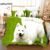 Самоедский пододеяльник комплект постельного белья с милым рисунком собаки комплект постельного белья с декором из травянистого зеленого цвета для детей, девочек и взрослых милые животные полиэстеровый пододеяльник