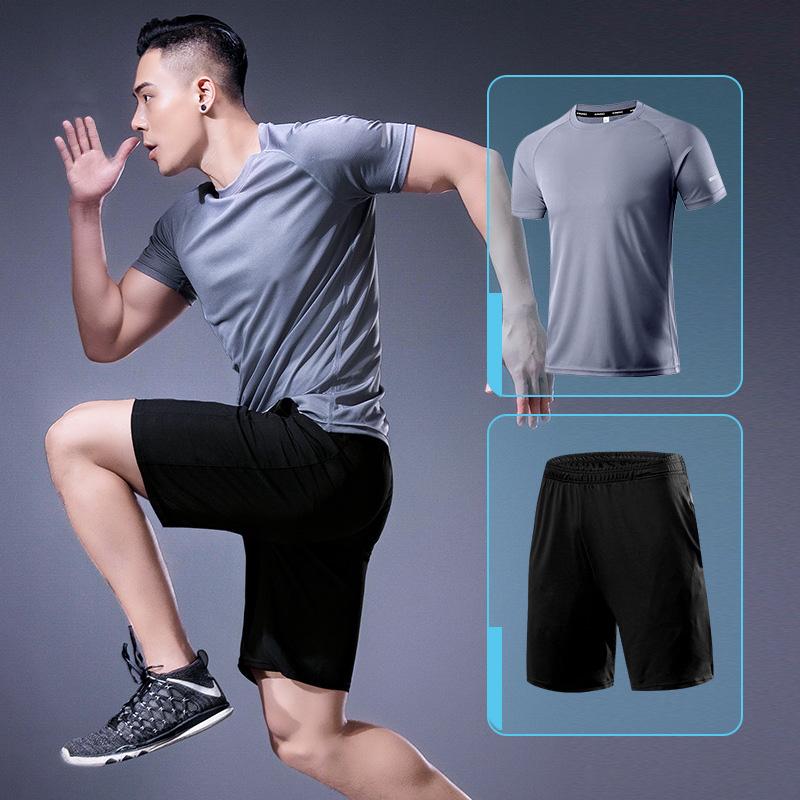 CANGHPGIN спортивная одежда, мужской спортивный костюм для баскетбола, шорты для фитнеса с короткими рукавами, быстросохнущие костюмы для бега