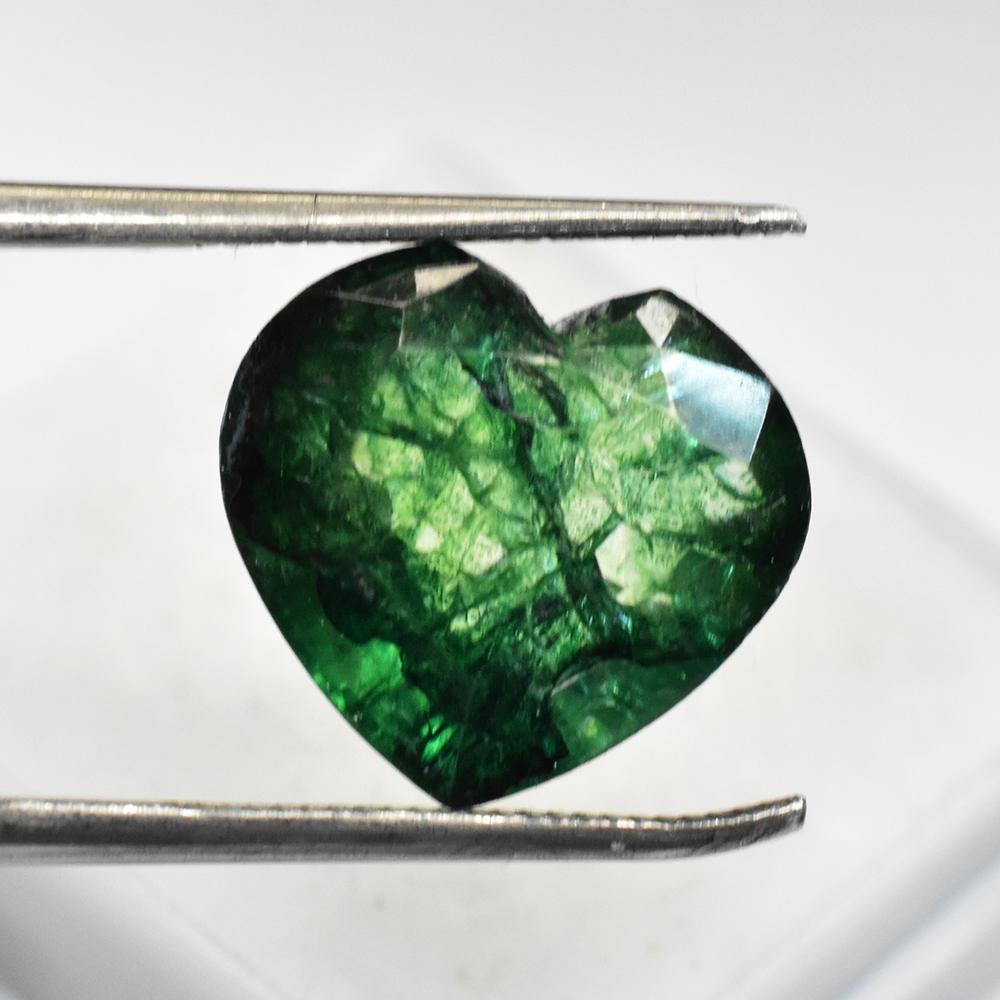 Natural Green Emerald Loose Gemstone Heart Cut 6.95 ct 12x13 mm for Jewelry Making and Crafts