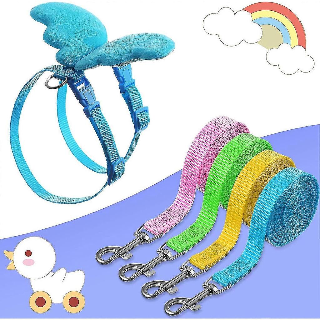 4pcs pet duck outdoor walking belt, hen skin belt, adjustable outdoor training leash, chicken, goose, hen