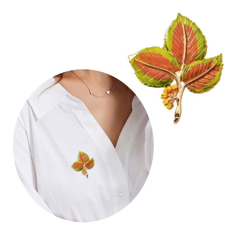 Vintage Style Enamel Autumn Leaf Brooch Handcrafted with User Friendly Materials for Fashionable Women and Nature Lovers