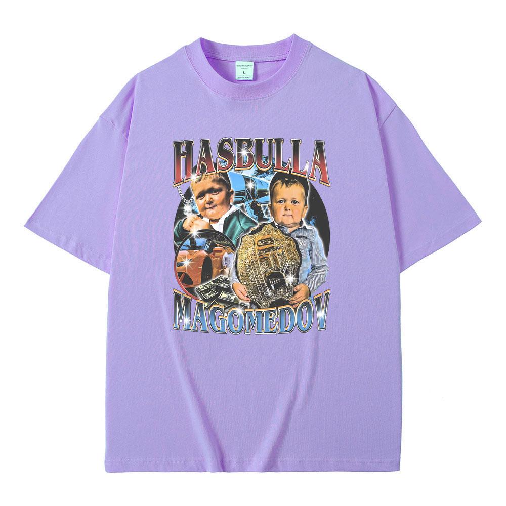 Hasbulla Magomedov Funny Meme T-shirt Men's Vintage Oversized Tshirt Men Women Casual 100% Cotton T Shirt Short Sleeve Fan Gift