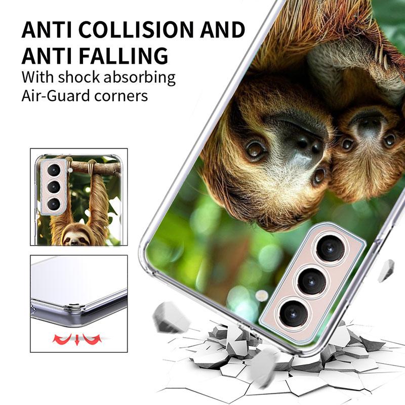 Милый чехол для телефона со ленивцем для Samsung A16 A26 A36 A56 A17 A15 A25 A35 A55 A14 A24 A34 A54 A04S A05S Galaxy Note 20 10 9 8 A9 A8 A7 A
