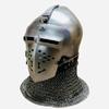 Medieval Bascinet 18 GA Long Helmet with Chainmail Fighting Costume  Knight Helmet