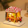 LED Christmas Scene Village House Ornaments Decorations Building for Party Office Desktop Xmas Decoration Music Popcorn House