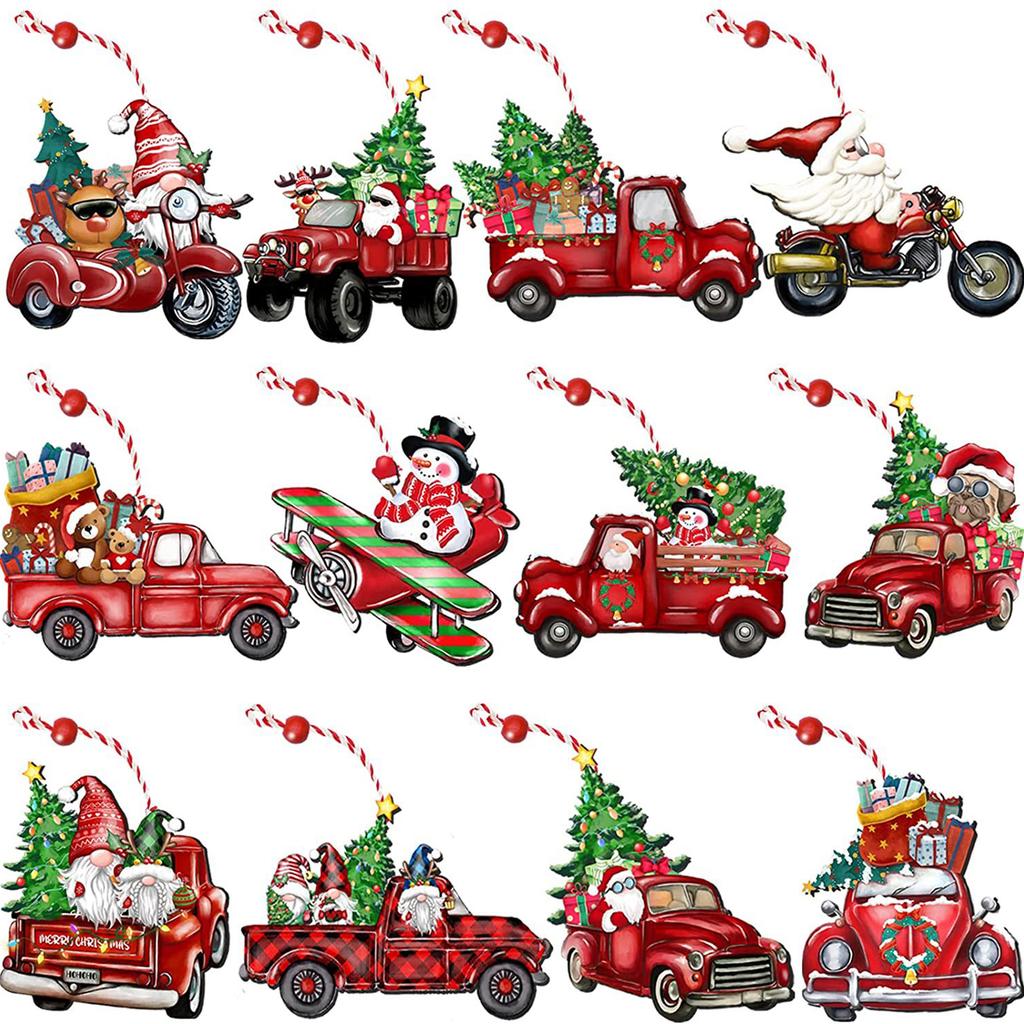 12/24Pcs Gnome Doll Pendants Lanyard with Merry No Fading Christmas Gnomes Decorations for Gifts