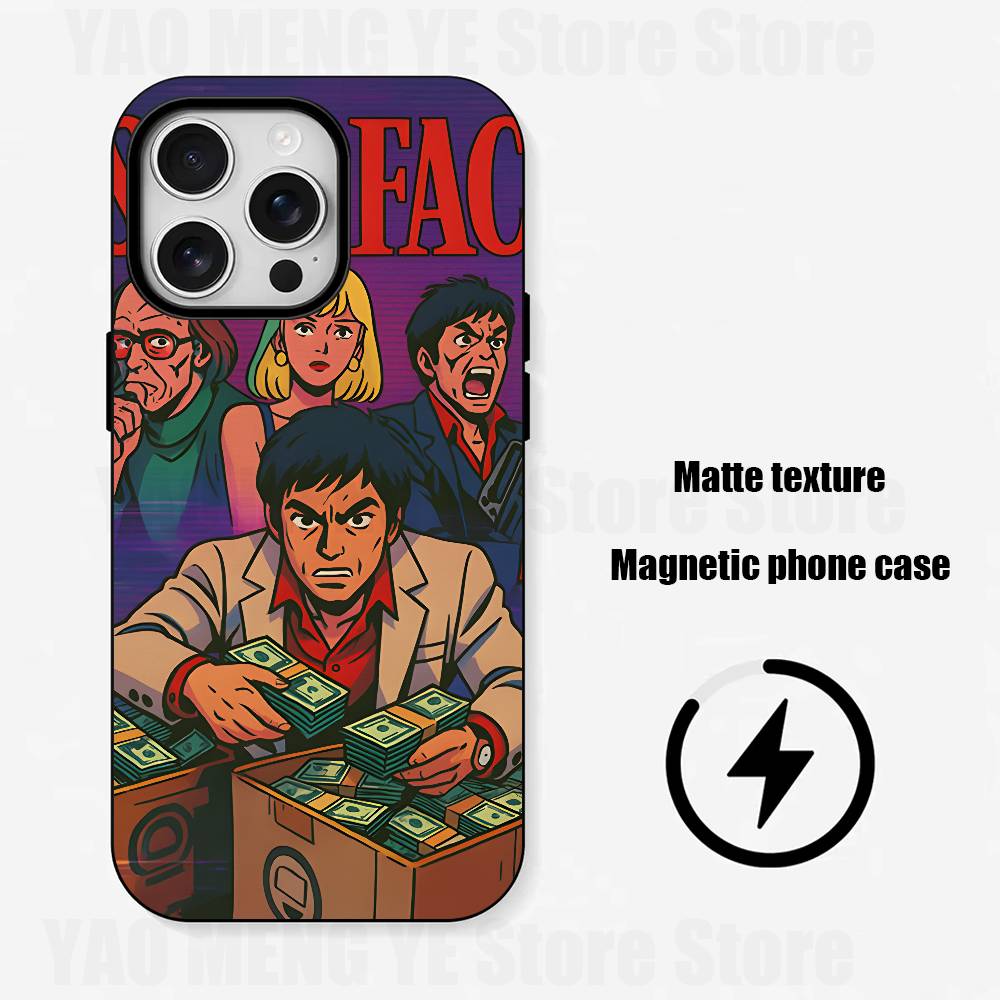 Scarface Film For Iphone 17,16,15,14,13,12,11 Pro Mini Max XS Case Frosted Magnetic Cover For Shockproof Bumper Funda