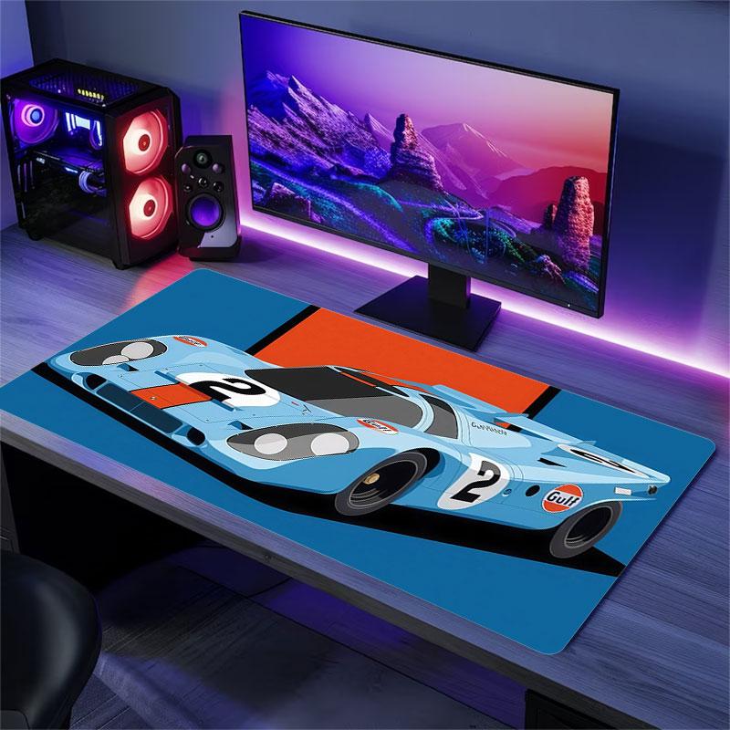 Коврик для мыши Gulf Racing Art, Большой игровой коврик для стола, Нескользящий коврик для мыши XXL для ноутбука и планшета, Игровой коврик для мини-ПК со прошитыми краями