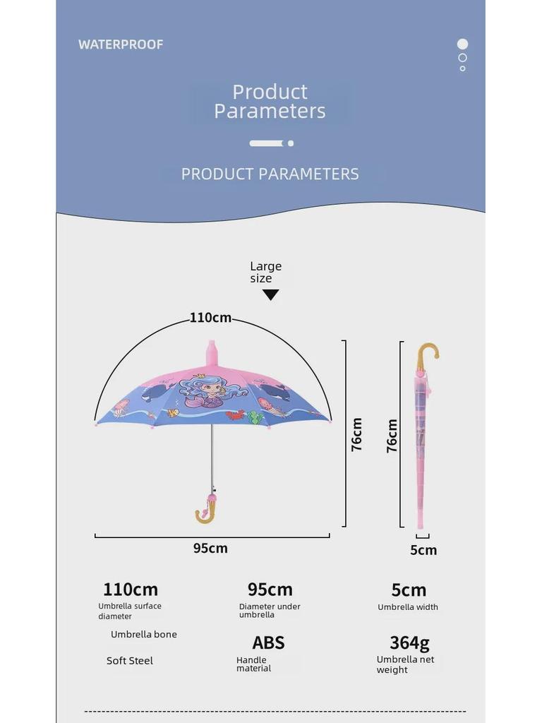 Детский автоматический зонт Cartoon – водонепроницаемый, с длинной ручкой, унисекс, солнцезащитный козырек