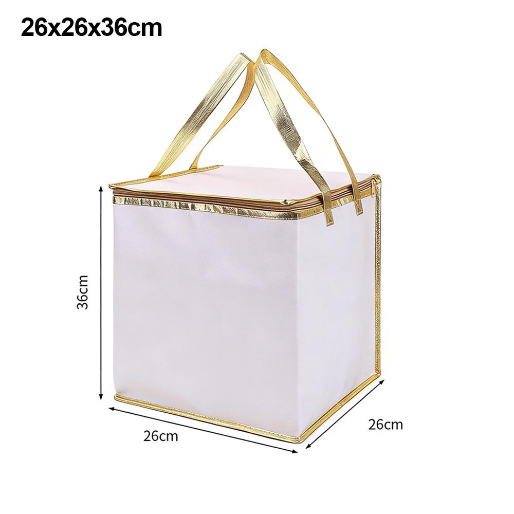 Reusable Aluminum Foil Tote Bag Zipper White Thermal Pizza Insulated Bag Insulated Thermal Cooler Bag
