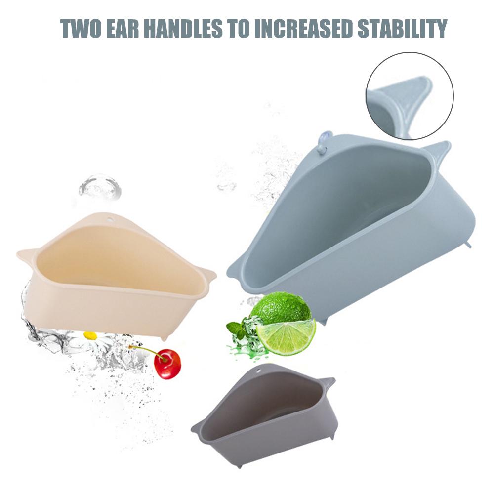 Sink Strainers Drain Shelf Basket Triangular Storage Holder with Suction Cup Kitchen Bathroom Support Corner Hanging Rack Soap Box Organizer