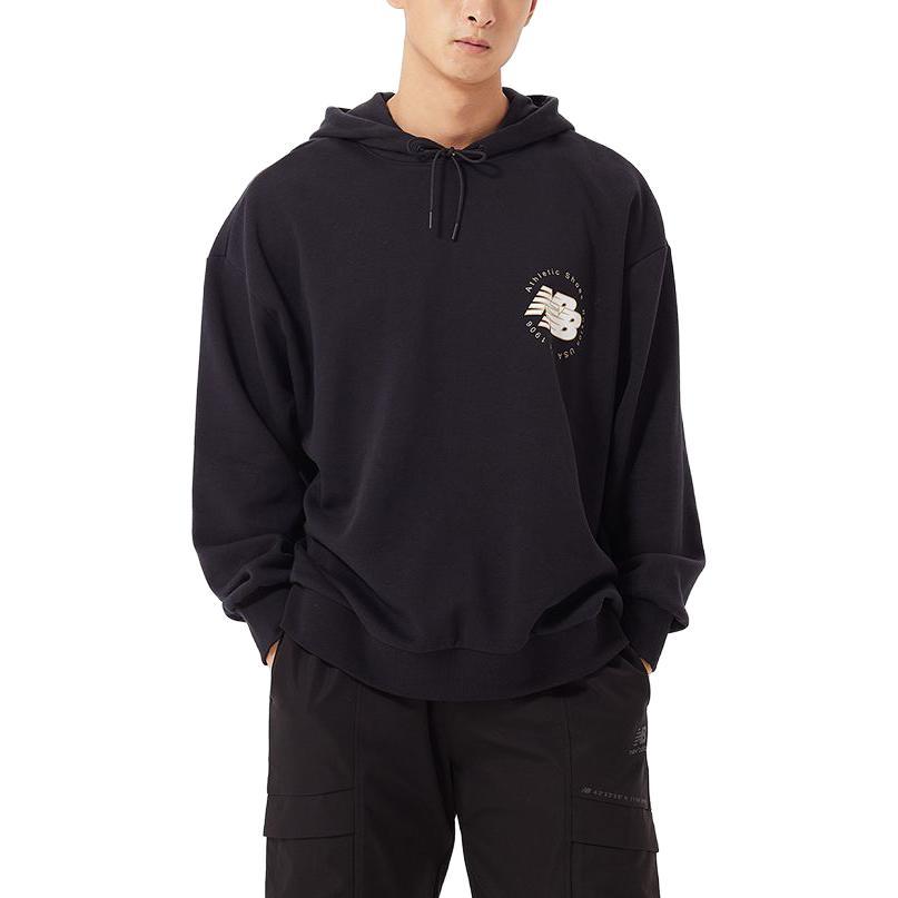 New Balance Sweatshirts Men's Black Hooded Moderate Other (Unisex) Sweatshirts AMT23348 BK