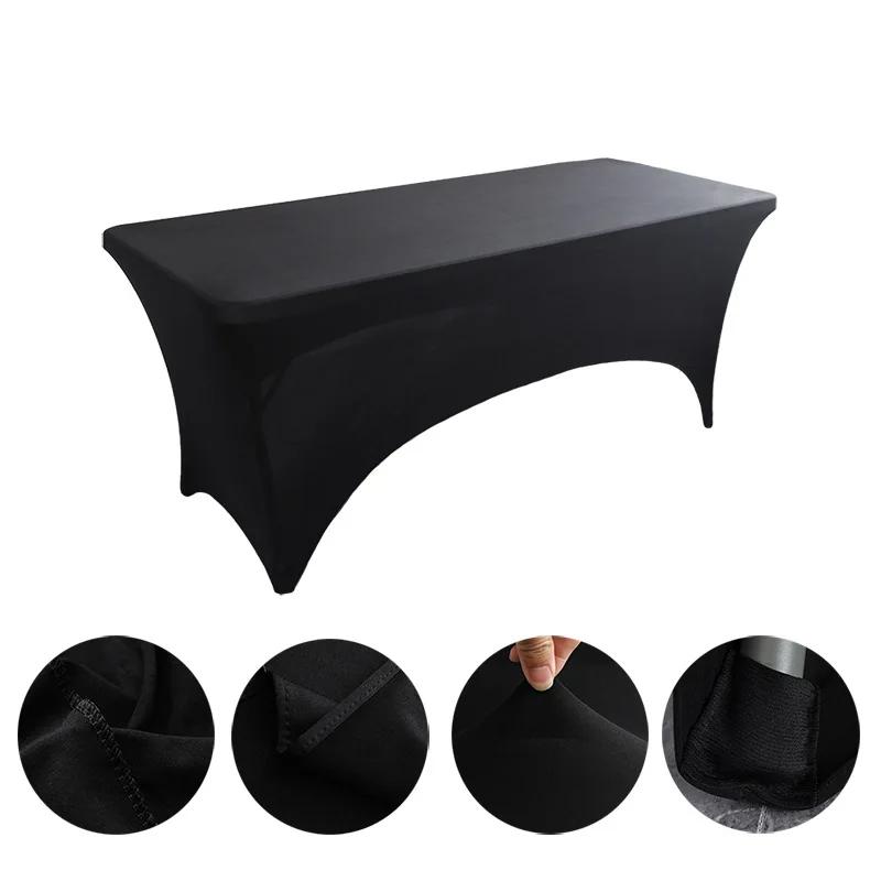 Elastic Table Set Hotel Banquet Decoration Rectangular Stretchable Solid Color Polyester Table Cloth Wedding Outdoor Table Cover