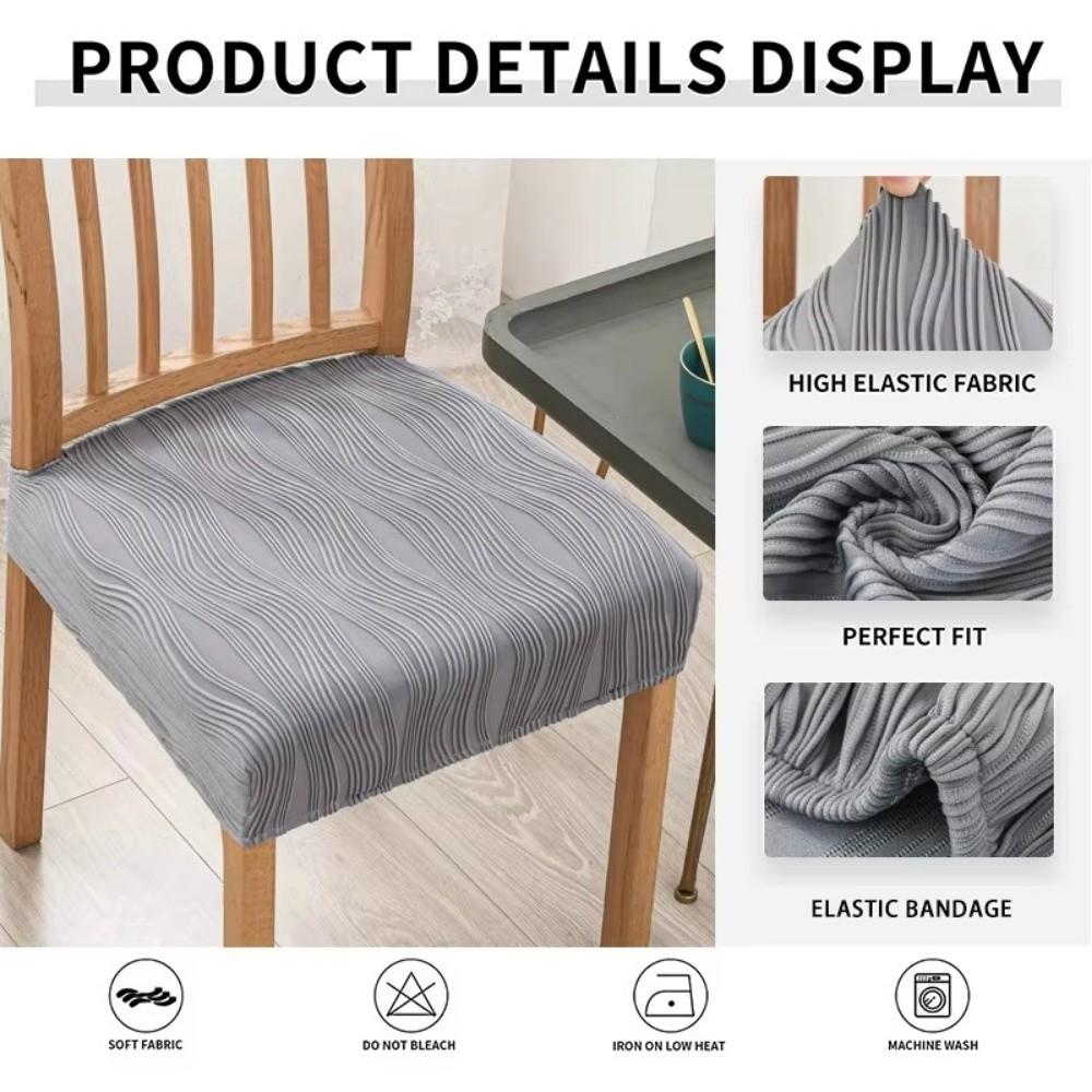 New Anti-slip Dining Chair Cover Soft Thicken Fabric Seat Cover Water Ripple Elastic Chair Slipcover For Office Home Seats