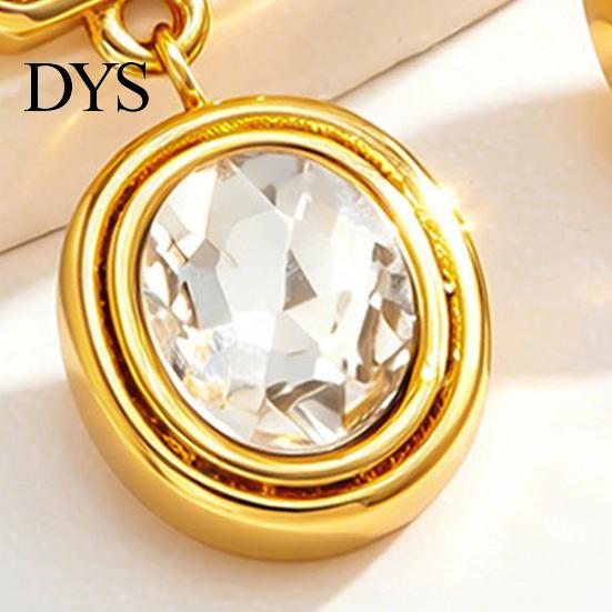 Retro Themed Outfit Accessories 1 Pair Faux Crystal Geometric Dangle Earrings for Women, Vintage Style Gold Plated Jewelry Stainless Steel Drop