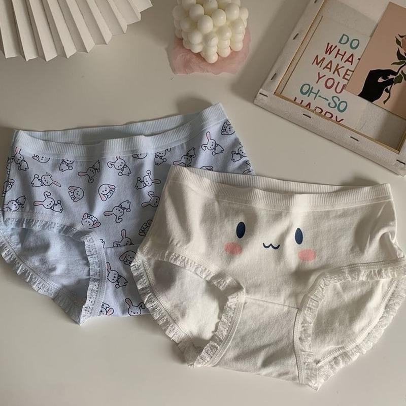 Japanese Seamless Girl Sweet Cute Briefs Summer Mid-waist Ladies Cotton Breathable Underwear Thin Women Plus Size