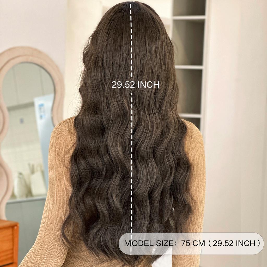 Extra Long Brown Big Waves Wig for Women - Rose Net Full Cap Voluminous Natural, Daily Quick Beauty, High Quality Hair Volume