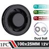 1Pcs Gdstime DC 12V Fan 100mm 100mmx100mmx25mm New Centrifugal Turbo Cooler Fan 10cm 100x25mm Dual Ball Turbo Blower Fan
