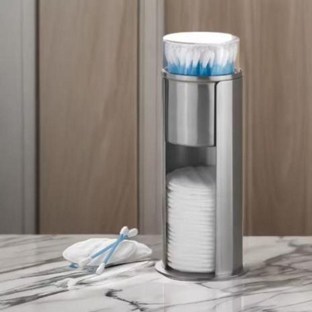 Double Layer Cotton Swab Storage Box Round Cotton Swab Holder Durable Pads Dispenser Q-tips