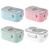 Коробка для обеда Двухслойная коробка для бенто Легко носить с собой Герметичный контейнер для обеда с коробкой для соуса для офисной школы