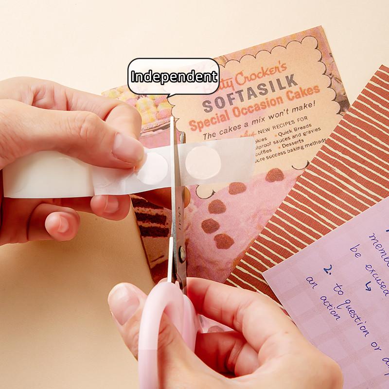 1 рулон, бесследная клейкая лента в горошек, съемная, 100 шт., прозрачная двухсторонняя клейкая лента для альбома, дневника, школьного домашнего хозяйства