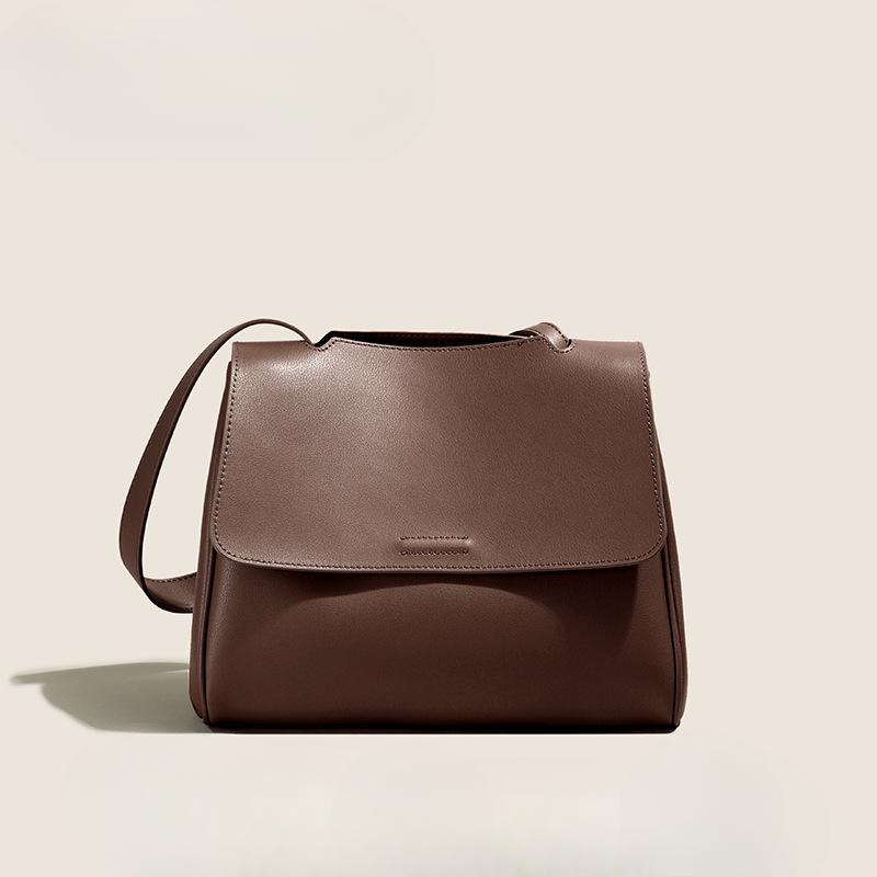 Genuine Leather Bag Women's Premium Sense Niche Tote Bag Large Capacity Crossbody Bag Women's Portable Commuter Bag