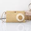 Knit Flower Summer Beach Woman Khaki Clutch Rattan Woven Women Straw Bag Adjustable Shoulder Bag Handbag