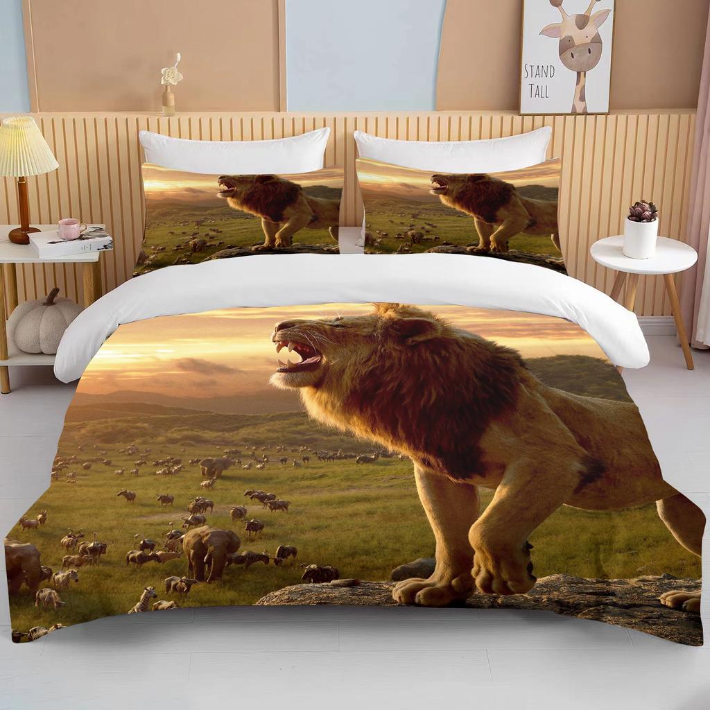 10 Sizes Cute Lion Bedding Collection Duvet Cover Collection 3D Bedding Digital Printing With Bed Linen Queen Size Boy Bedding Collection Fashion D