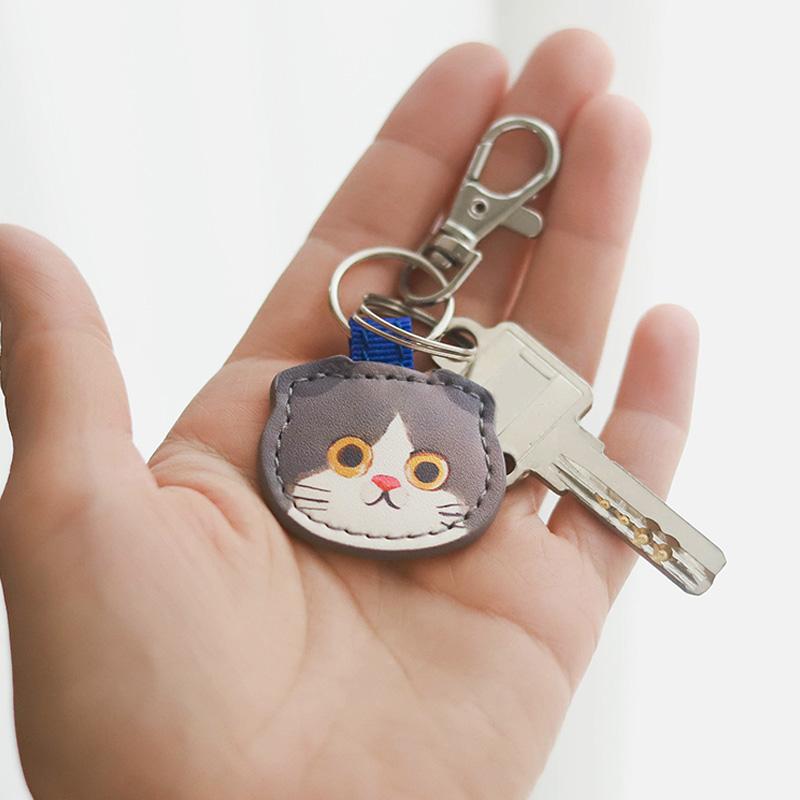 1PC Metal Cute Kitty Series Japanese Keychain Cartoon Leather Keyring Pendant Decorative Bag