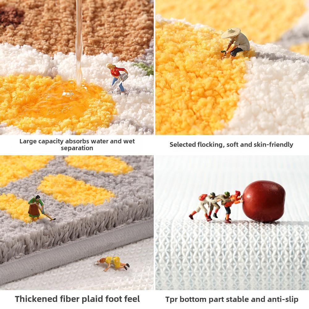 Мультяшный кот флокированный коврик для ванной, утолщенный коврик для ванной из микрофибры, супервпитывающий, противоскользящий, мягкий ковер для ванной для домашнего декора