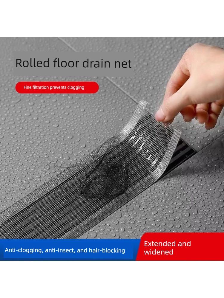 Rectangular Drain Filter Strip, Disposable, Insect-Proof, for Bathroom and Toilet, Hair-Blocking, Roll-Packed Sewer Sticker