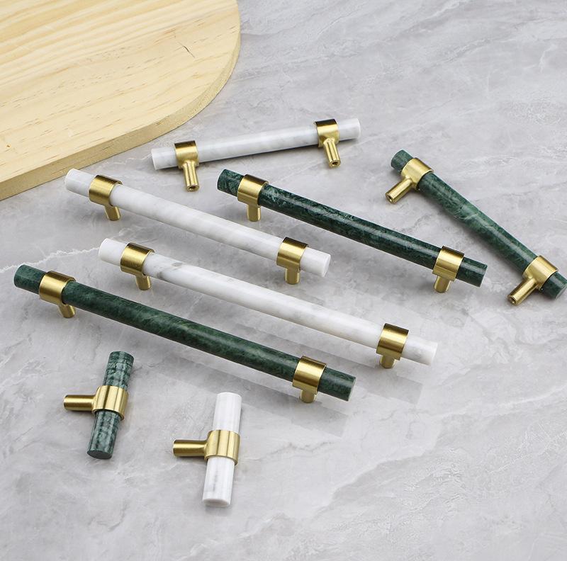 Long Bar Natural Marble Wardrobe Handle Cabinet Drawer Door Knobs Brass Furniture Handles For Kitchen Shoe Wine Cupboard Pulls