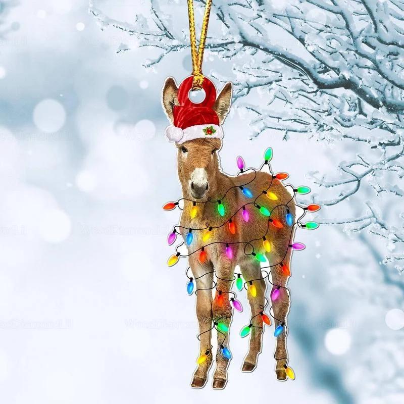 Рождественские украшения Акриловый кулон Петух Олень Фламинго Лев Праздничные украшения Рождественский подарок