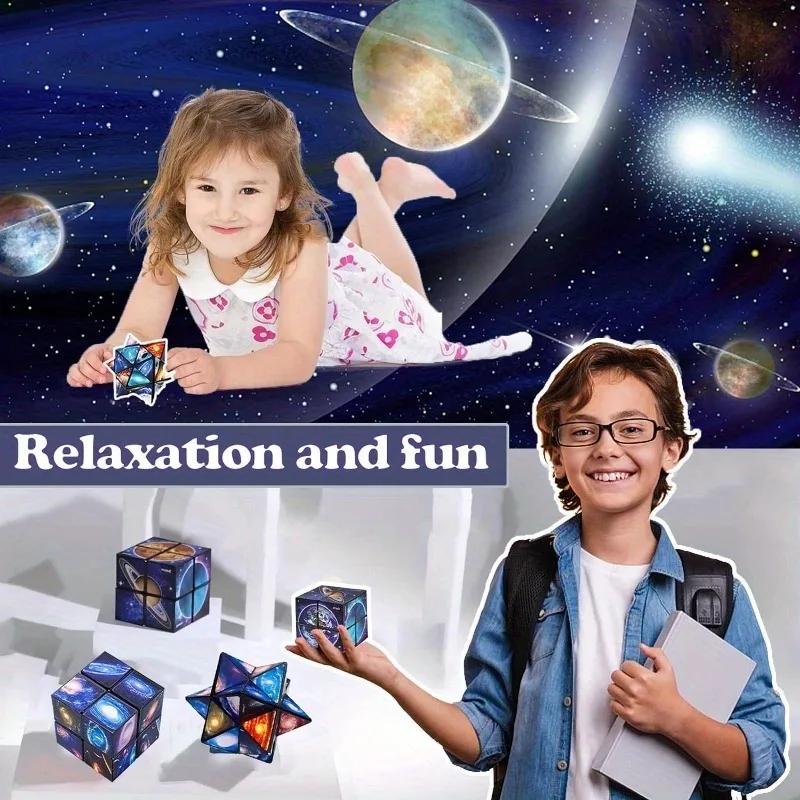 2 in 1 Star Sky Infinity Cube EDC Fidget Toy Creative Decompression Puzzle for Stress Relief Fun Plaything for Kids and Adults