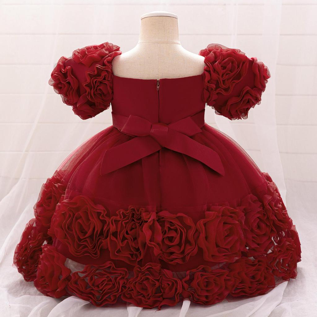 Baby Girl Sequin Flower Dresses Christmas Wedding Lace 1st Birthday Party Dress for Kids Toddler Children Formal Evening Costume