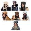 Winter Cute Bear Ears Knit Hat for Women Fuzzy Slouchy Crochet Hat Soft Plush Warm Hat with Ear Flap