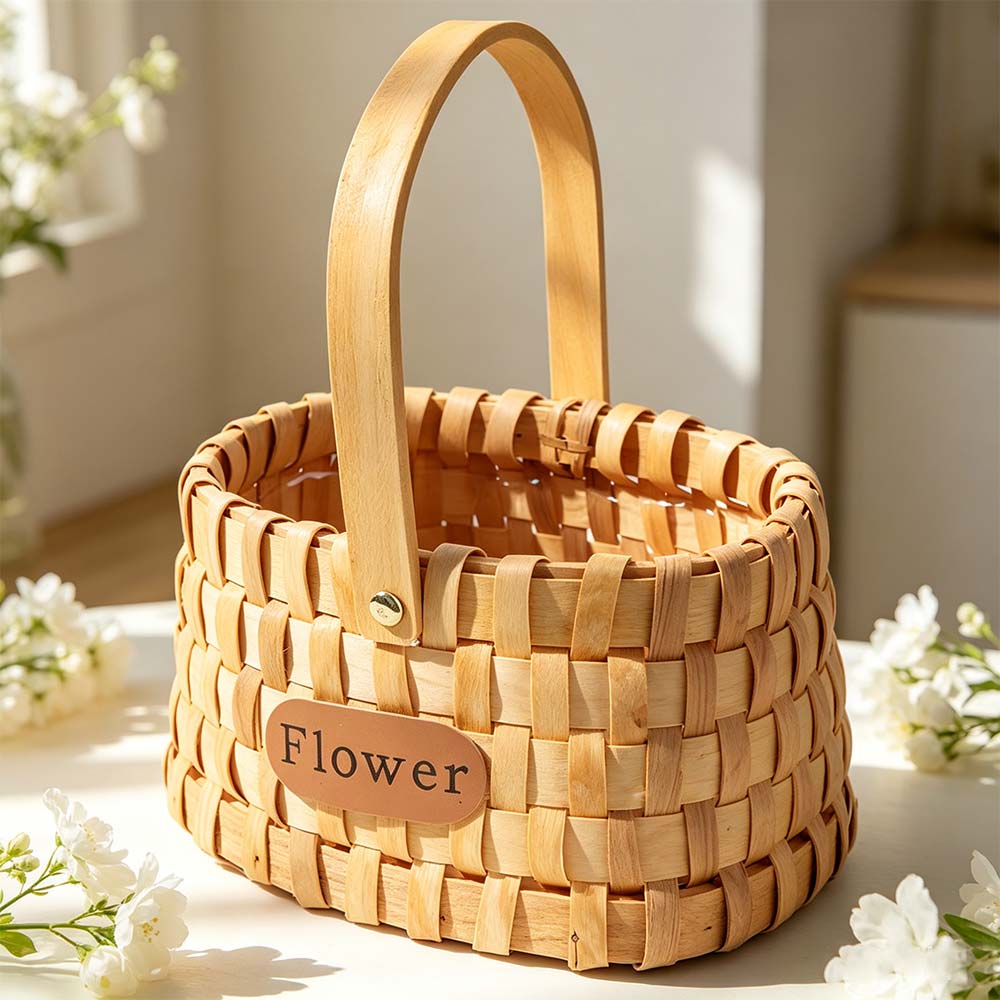 Handmade Handwoven Flower Basket Rustic Style Organizer Basket Picnic Basket Picnic