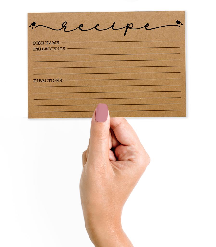 Inkdotpot Карточки с рецептами 4x6 дюймов (Набор из 50) , Толстые двухсторонние карточки премиум-класса - крафт-бумаги с рецептами в современном стиле